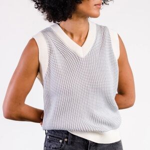 Able Cream and Gray Sleeveless Tank Top